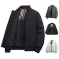 thumbnail image 2 of ZCFZJW Men's Fleece Warm Down Jackets Bomber Parkas Outerwear Coats Casual Windbreaker Jacket Classic Solid Thermal Quilted Coat with Pockets Army Green XL, 2 of 4