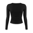 thumbnail image 4 of WTOBBY Women's Fashion White Color Blocking Round Neck Long Sleeve T-Shirt Top, Casual Stylish Blouse for Ladies Comfortable and Simple Daily Wear,Black S, 4 of 4
