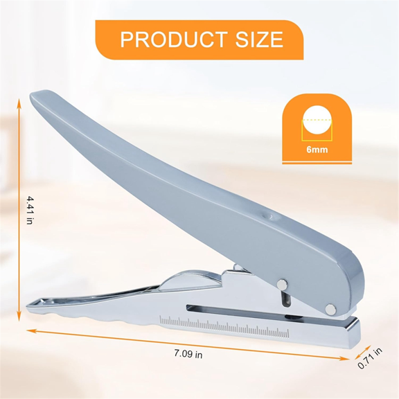 TOP! Single Hole Punch, Heavy Duty Puncher Single, Paper Punch Portable Hand Held Long Reach 6mm