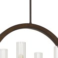 thumbnail image 2 of 60 X 4 Watt Wood and Metal Chandelier with Glass Shade, Brown and Bronze, 2 of 5