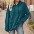 thumbnail image 2 of Bibifish Womens Hoodies Soft Knit Solid Color Drawstring Pullover Tops Casual Cozy Fall Winter Long Sleeve Trendy Hooded Sweatshirts, 2 of 4