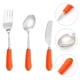 thumbnail image 4 of 1 juego / 3 piezas Kit de vajilla de acero inoxidable Cuchara de tenedor cortador para niños lindo (naranja), 4 of 7
