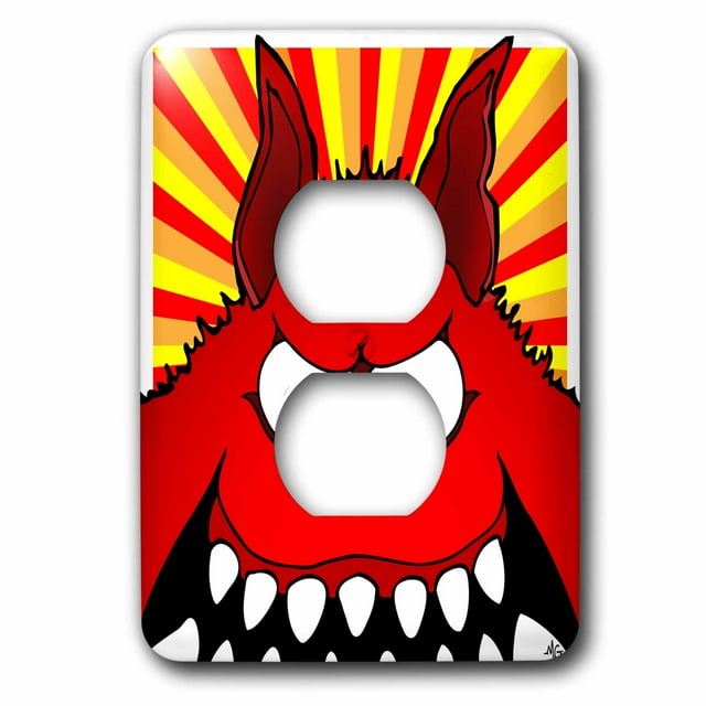 3dRose MONSTERS monster face 23 on white - 2 Plug Outlet Cover (lsp_26758_6)