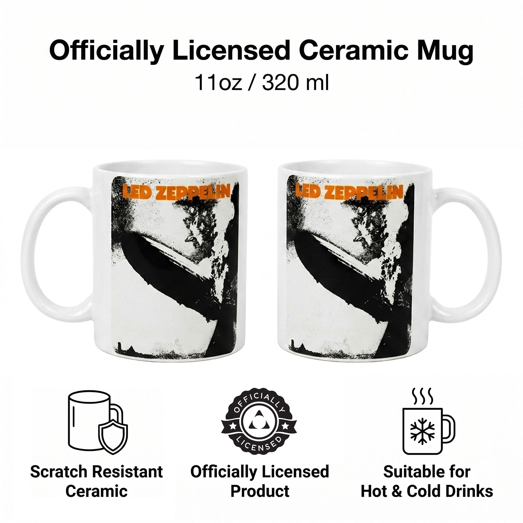 Pyramid America: Led Zeppelin - 11oz Ceramic Mug - Coffee & Tea Cup, Classic Rock Band Art, Microwave-Dishwasher Safe, Music Fan Collectible, Licensed