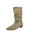 thumbnail image 3 of Willtoo Women's Faux Suede Mid Calf Boots, Slouchy Ruched Flat Boots with Pointed Toe, Comfortable Pull-On Low Heel Casual Shoes, 3 of 6