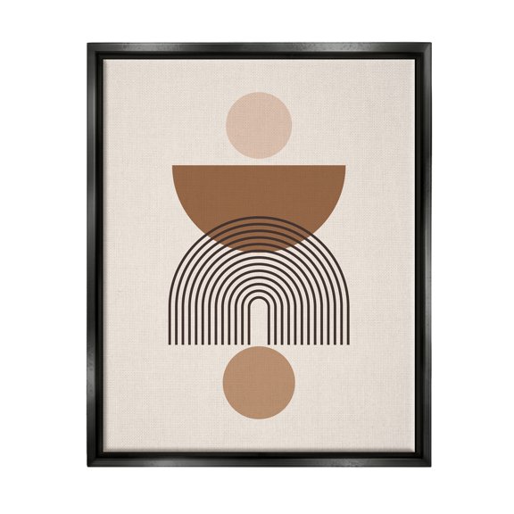 Stupell Industries Brown & Beige Shapes Abstract Painting Black Floater Framed Art Print Wall Art, 17 x 21