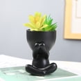 thumbnail image 4 of Ceramic Human Shaped Flower Pot Human Shape Small Cactus Pot Creative Ceramic Plants Pot Cute Vase Planter Table Decoration Sitting Mini Flower Pot for Desktop Usage Home Decor, 4 of 11