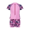thumbnail image 1 of dPois Kids Girls Rash Guard Swimsuit Short Sleeve Zipper Floral Shirts and Shorts Tankini Bathing Pink Floral 10, 1 of 1