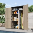 thumbnail image 7 of Aoxun Outdoor Resin Storage Shed with Metal Shelving Kit & Floor, 64 Cu.Ft Vertical Waterproof Storage Cabinet for Garage Storage, Pool Storage, Bike Shed, Garden Tools, Patio Furniture (Brown), 7 of 7