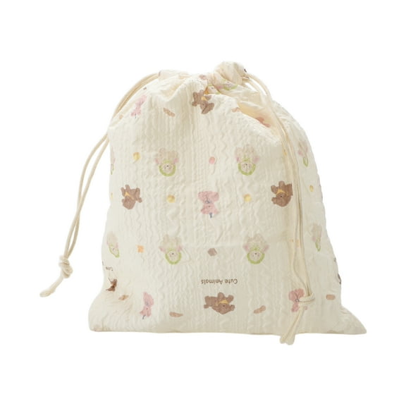 Unique Bargains 1 Pc Small Puppy Drawstring Makeup Bag for Travel Beige Polyester