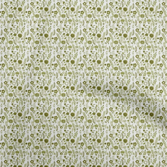 oneOone Cotton Poplin Light Green Fabric Floral Craft Projects Decor Fabric Printed By The Yard 42 Inch Wide