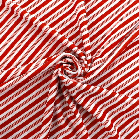 Red Candy Stripes Liverpool Bullet Fabric Textured Knit Jersey 4 Way Stretch - 6 Inch Strip