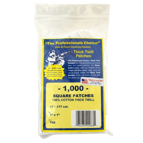 The Professionals Choice Twill Square Cleaning Patches 17 / .177 Cal. 1000 pack