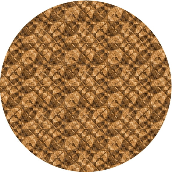 Ahgly Company Indoor Round Patterned Saddle Brown Area Rugs, 3' Round