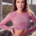 thumbnail image 3 of Top corto de Yoga sin costuras para mujer, Top de manga larga para Fitness, camisetas para correr, ropa deportiva de entrenamiento, ropa atlética, Top deportivo, 3 of 5