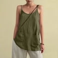 thumbnail image 5 of GEWSEY Womens Camisole Tank Tops Dressy Casual Cotton Linen Gauze Cami Shirts Adjustable Spaghetti Straps Tunic with Pockets (Army Green, M), 5 of 8