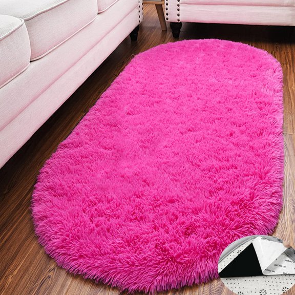 Soft Area Rugs Shaggy 39 x 63inch Oval Plush Floor Mats Carpet for Bedroom Living Room Nursery Kids Room