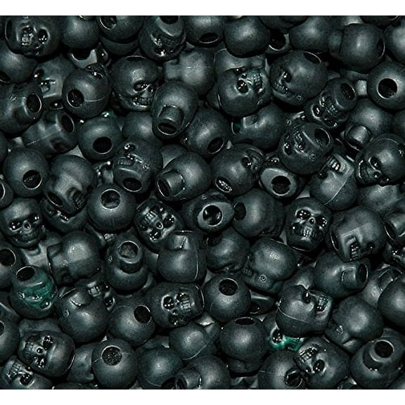 Jolly Store Crafts Skull Beads Flat Black, made in the USA