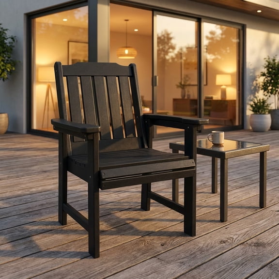 Innovaze HDPE Patio Dining Chair, Outdoor Chair with 18/8 Stainless Steel Hardware,, Heavy Duty 600 lbs, for Outdoor Patio Garden Yard (1 Piece, Matte Black)