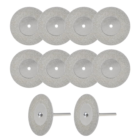 Uxcell 10 Pack 40mm Diamond Cutting Wheels Cut Off Pads with 2 Pack Mandrels for Rotary Tools