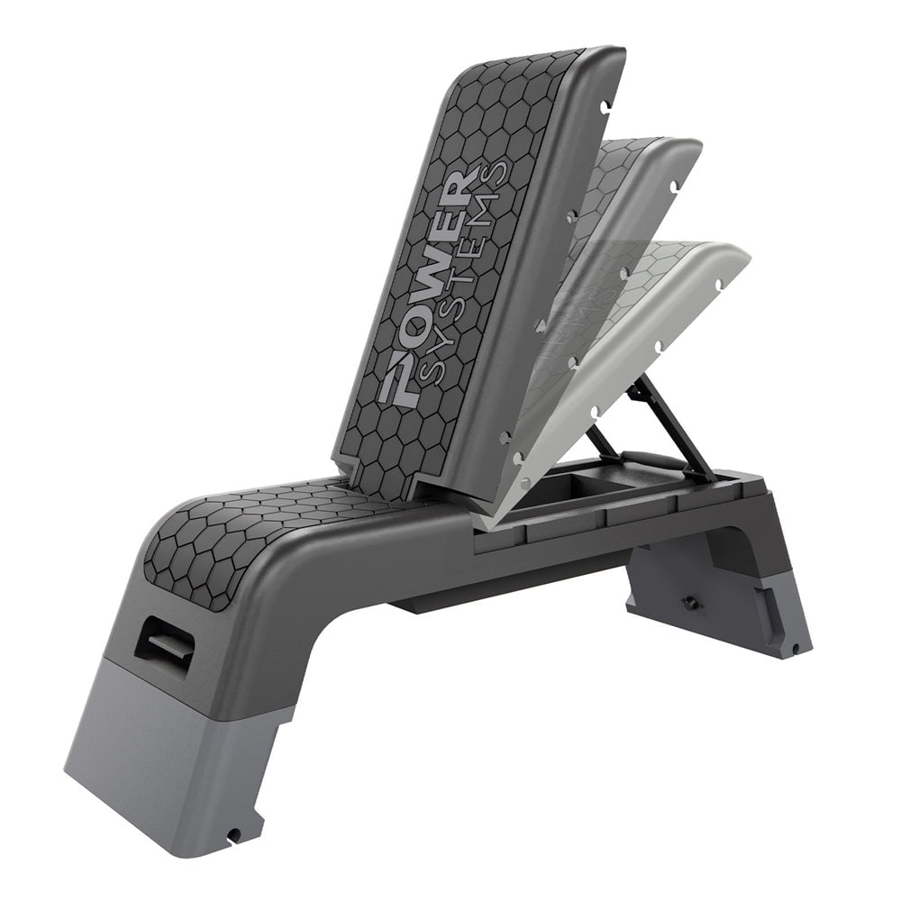 Power Systems Aerobic Deck, Adjustable Fitness Deck Bench w/Adjustable Deck & Resistance Band Clips