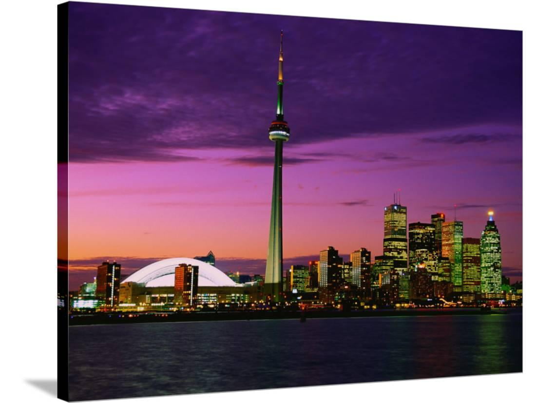 Toronto Skyline at Night, Canada, Scenic GalleryWrapped Canvas Print