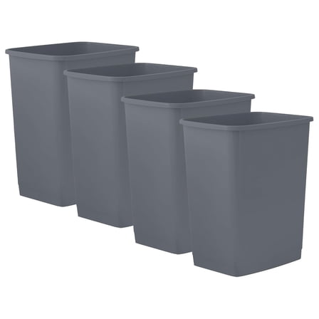 Superio Kitchen Trash Can 9 Gallon Slim Waste Bin 37 Qt Durable Plastic, Fit Small Spaces, Office, Bathroom, Under Counter (4, Dark Grey)