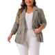 thumbnail image 1 of Blazers Agnes Orinda para mujeres de talla grande, de cuadros, con solapa de muesca, de manga larga, chaquetas de blazer casuales de negocios 1X marrón, 1 of 6