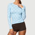 thumbnail image 2 of Norvella Womens Polka Dot T Shirt Crew Neck Long Sleeve Slim Fit Stretch Casual Tee Everyday Fall Layering Top, 2 of 5