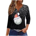 thumbnail image 2 of Fiudx Ofertas Flash Del Día Camiseta Holgada de Manga 3/4 con Cuello En V y Estampado Navideño Informal a La Moda para Mujer, 2 of 5
