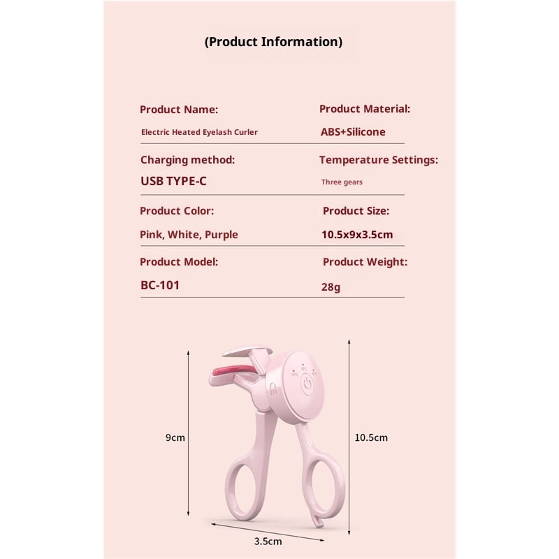 2pcs Heated Eyelash Curlers with 3 Heating Modes, Rechargeable Electric Eyelash Curler with Type-C, Anti-Burn Mini Lash Curler, Gift for Women Girls, Pink
