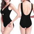 thumbnail image 2 of UTSJKR Women Tummy Control One Piece Swimsuit Deep V Neck Push Up Cheeky Bathing Suit Open Back Sleeveless Slimming Swimwear Black XXL, 2 of 4