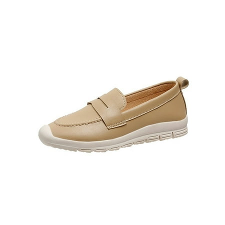 

Rotosw Ladies Flats Rubber Sole Loafers Comfort Moccasins Breathable Slip On Casual Shoes Daily Lightweight Driving Shoe Khaki 5.5