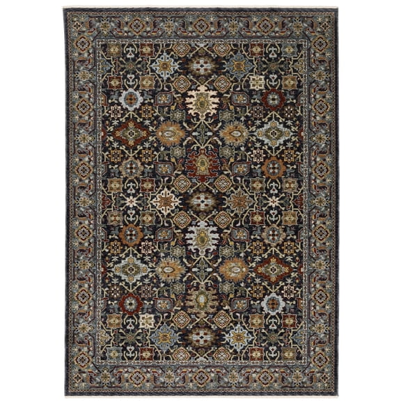 Oriental Weavers Aberdeen Area Rug - 4922D - 9'10" x 12'10" - in Blue/ Multi - Vintage Inspired, Stain Resistant, Family and Pet Friendly , Family, Dining, Living Room Rug