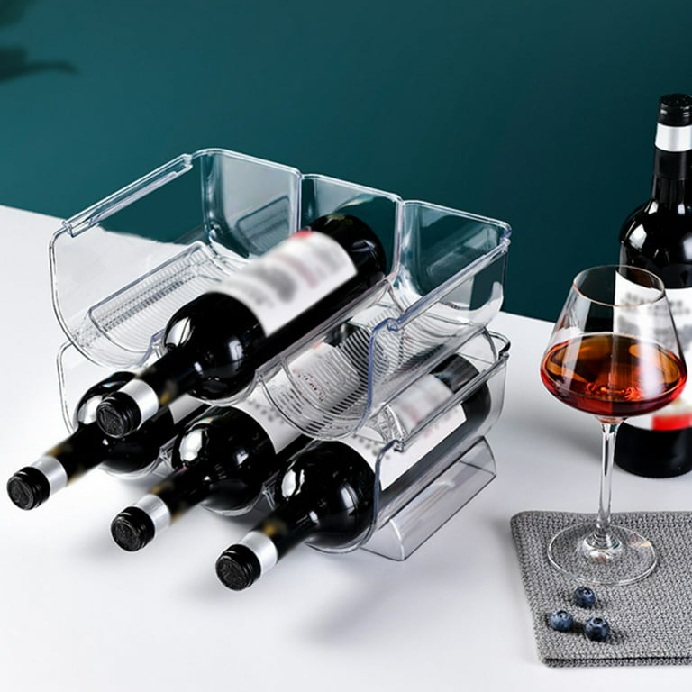 Plastic Wine Bottle Holder Stackable Racks, Vertical Standing Display  Stand, Modern Decorative Organizer for Fridge, Kitchen Countertops, Pantry
