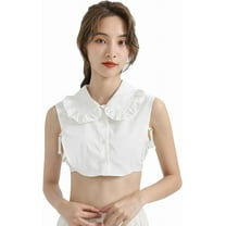 Municipal Womens Ruffle Fake Collar Peter Pan Collar Half Shirt Blouse Collar Detachable Collar with Bow Tie
