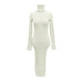 thumbnail image 4 of Kcodviy Robe Chandail à Col Roulé à Manches Longues pour Femmes Tunique Robes Chandail Robes Moulantes en Tricot pour Femmes Automne Décontracté Midi Robes Chandail, 4 of 4