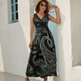 thumbnail image 5 of Black Paisley Pattern Womens Night Club Maxi Dress V Neck Sleeveless Bohemia Long Dresses, 5 of 9