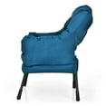 thumbnail image 6 of Lazy Chair Modern Polyester Fabric, Steel Frame Accent Chair with Side Pocket - Living Room, Bedroom, Office - 250lbs Capacity, Navy/Gray/Beige, 6 of 9