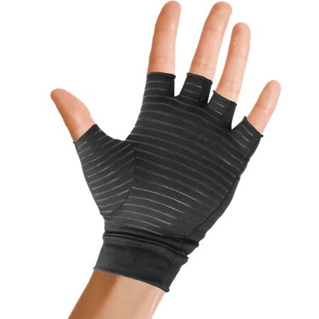 Pivit Copper Arthritis Gloves | Fingerless Compression Glove for Rheumatoid & Osteoarthritis | Cold Hand Hot Glove for Arthritic Joint Pain Symptom Relief | Open Finger for Computer Typing