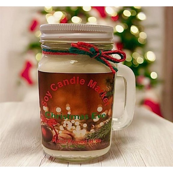 Soy Scented Candles | Handmade & Highly Aromatic Candles Burns Upto 85 Hours in Glass Jar - Perfect for Home Decor, Wedding, Birthday, Dinner (Christmas Eve, 12 oz)