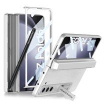 Dteck for Samsung Galaxy Z Fold 5 Case With Magnetic Hinge, Built-in Front Screen Protector All-Inclusive Anti-Drop Magnetic Suction Cover with Stylus for Samsung Galaxy Z Fold5,Silver