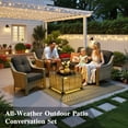 thumbnail image 3 of Ovios 4 Pieces Outdoor Furniture Set High Back All-Weather Wicker Patio Conversation Set with Solar Light Coffee Table, Black, 3 of 9