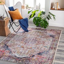 Livabliss Tahmis Vintage Washable Area Rug,8'10" x 12',Beige/Multi