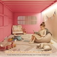 thumbnail image 6 of Low Loft Bed with Desk and LED Lights, Twin Size Loft Bed Frame with 6 Storage Drawers, Bookshelf and Under-Bed Play Space, Twin Bed Frame with Safety Guardrail&Ladder for Bedroom, Pink, 6 of 9