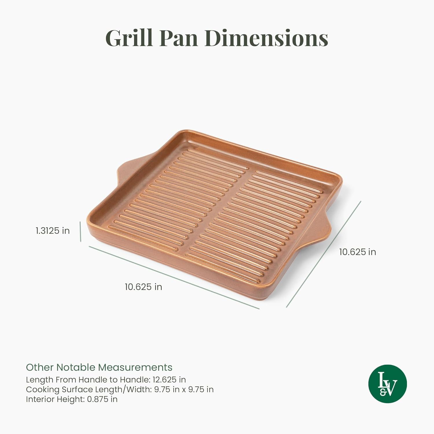 Square Grill Pan | 100% Ceramic Pan, Handmade, Non-Toxic, Eco-Friendly, Oven Safe 662F