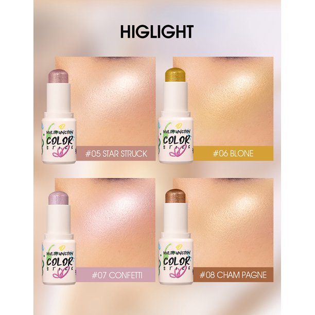 Ganfancp Portable Multifunctional Facial Beauty High Brightness Makeup Stick Lazy High Gloss Stick Highlighter Liquidación Ventas Hoy Ofertas Prime 1X Barra Iluminadora