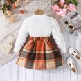 thumbnail image 5 of Utlike Baby Girls Outfits Long Sleeve Top Plaid Printed Bow Skirt Two Piece Set Girl Cute Clothing Set Size 5 Years-6 Years, 5 of 9