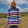 thumbnail image 1 of Lazy Jacks Womens Striped Button Neck Sweatshirt, 1 of 5