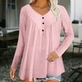 thumbnail image 6 of Lenpel Women's Plus Size Tops Long Sleeve V Neck Pleated Textured T Shirts Loose Tunic Tees Dressy Casual Blouses(Pink,XX-Large), 6 of 7